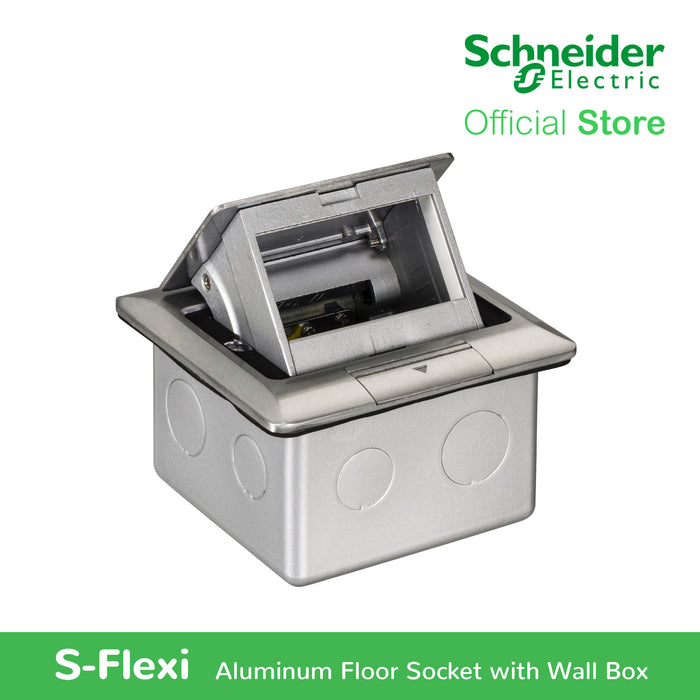 S-Flexi Aluminum Empty Floor Socket with Wall Box by Schneider Electric (E224F-ABE)