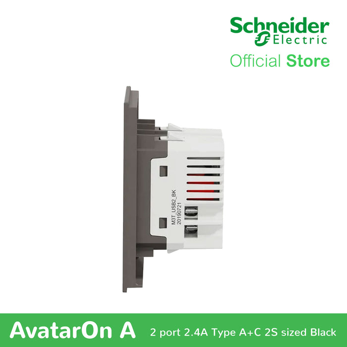 Schneider AvatarOn A 2 USB port 5 V AC-DC USB Charger Outlet - BLACK M3T-USB2-BK | USB Outlet