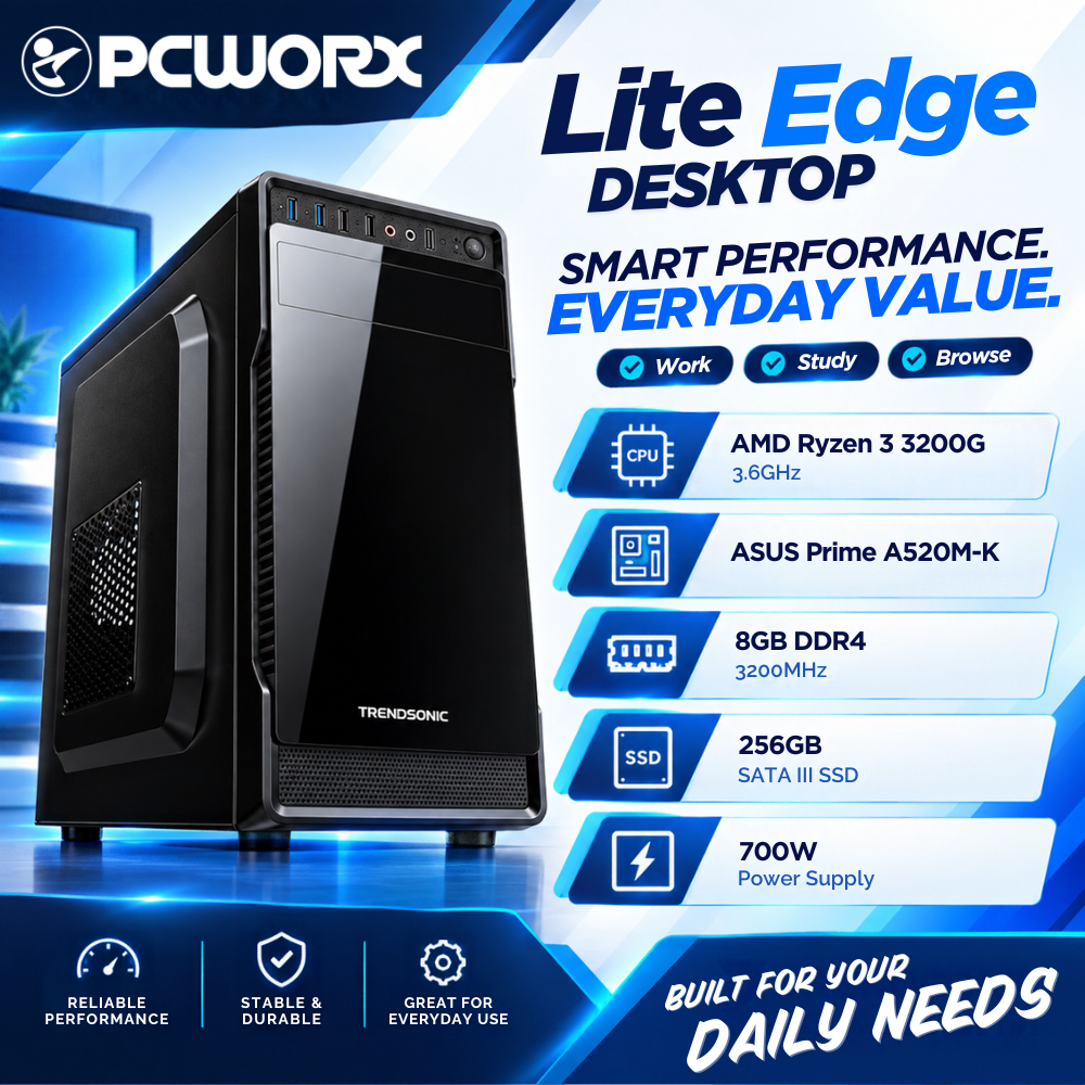 LiteEdge Desktop — Ryzen 3 3200G | 8GB RAM | 256GB SSD | 700W