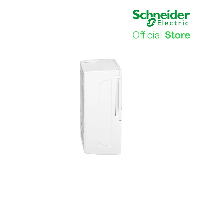 Schneider Enclosure, Resi9 MP Surface 1 Row of 8 Modules IP40 White Door 1 Earth + 1 Neutral Terminal Blocks MIP12108