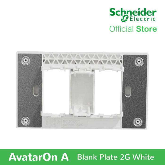 Schneider AvatarOn A 2 gangs Blank Plate - WHITE M3T02-WE