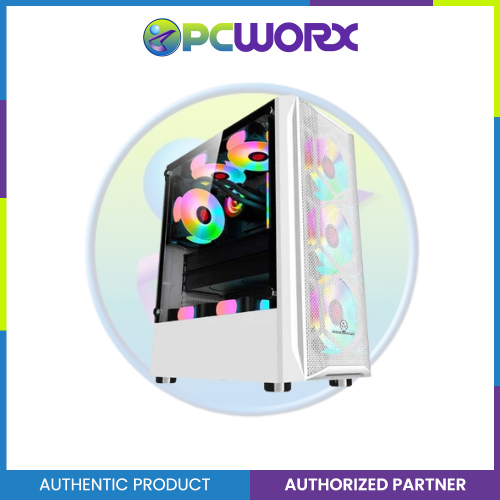 COOLMAN AURORA m-ATX + 3 RGB Fans Gaming PC Chasis - White