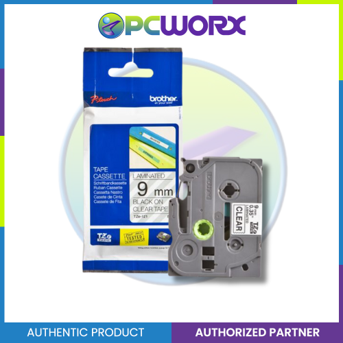 Brother TZE-121 Black on Clear Standard Laminated 9mm