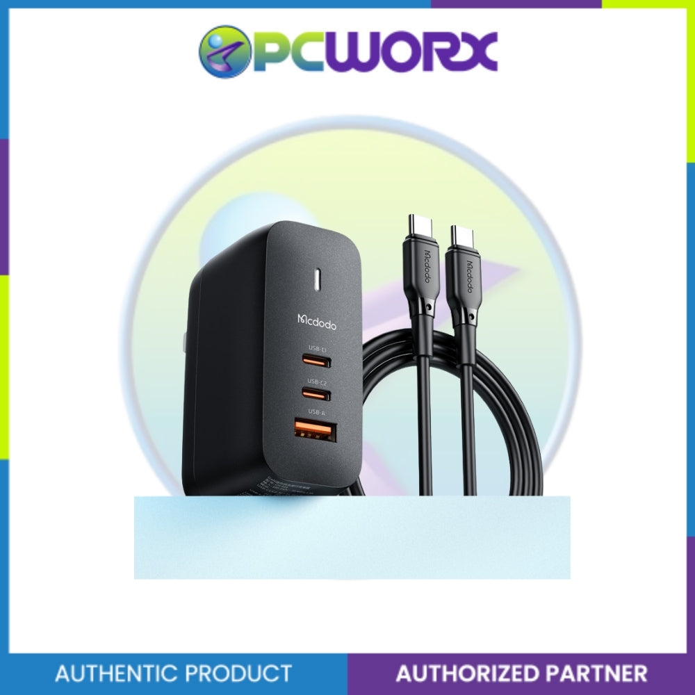 Mcdodo CH-8442 65W 2C+1A GAN 5 Mini Fast Charger (UK/US/EU)+60W C to C Cable 2m