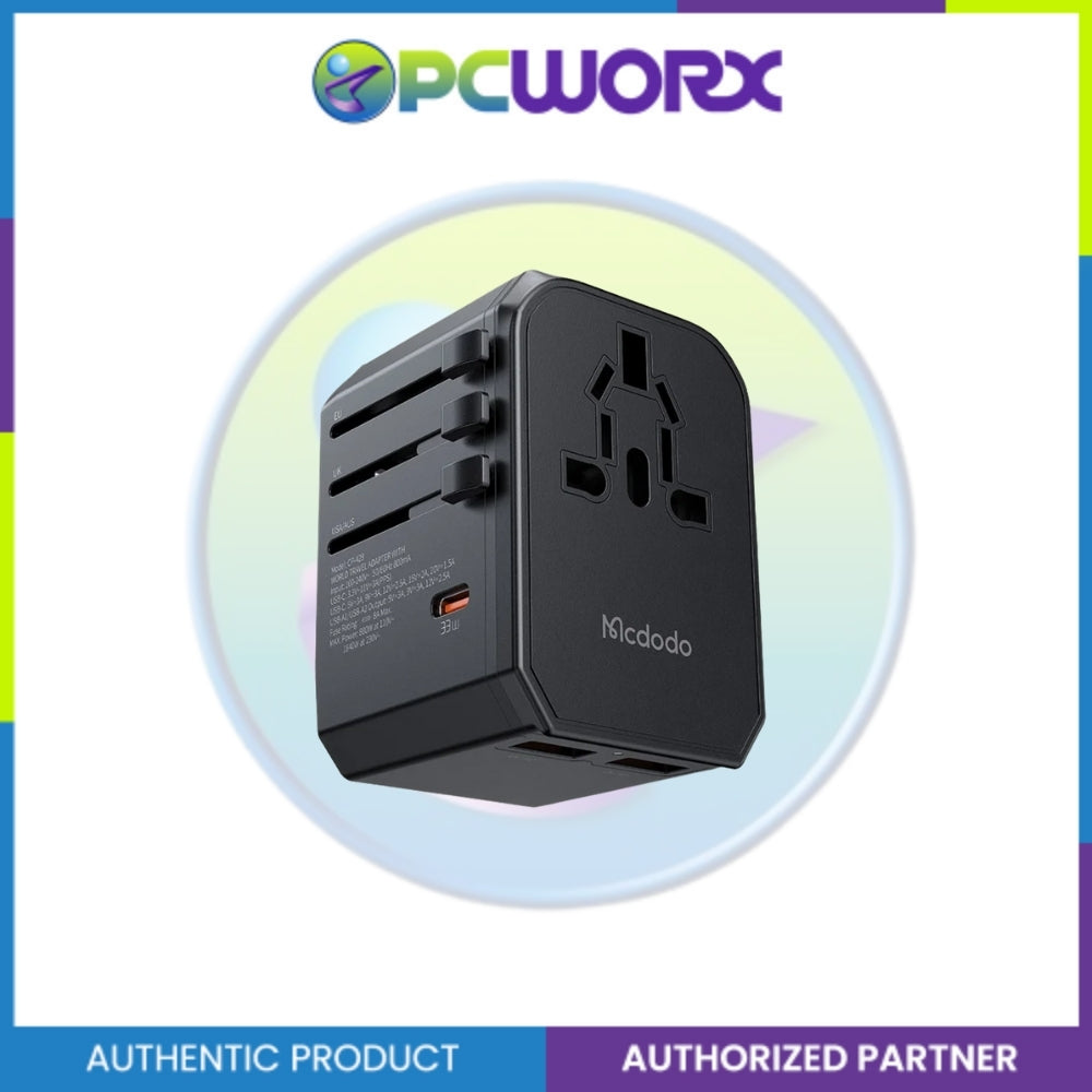 Mcdodo CP-4290 33W 1C+2A+1AC Universal Travel Adapter (UK/US/EU/AU) Black