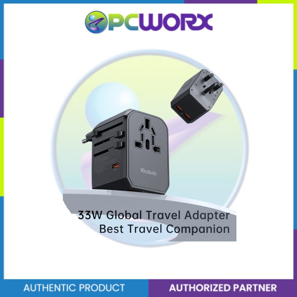 Mcdodo CP-4290 33W 1C+2A+1AC Universal Travel Adapter (UK/US/EU/AU) Black