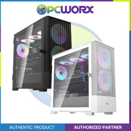 DarkFlash DK415M m-ATX PC Case White w/ 2PCS 14CM ARGB Fans