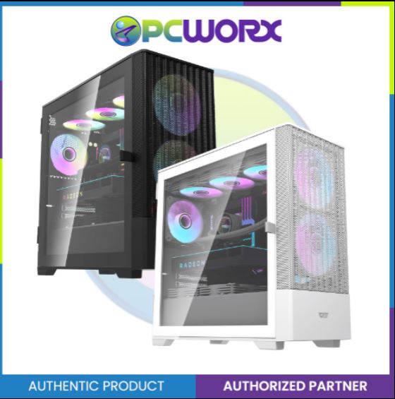 DarkFlash DK415M m-ATX PC Case White w/ 2PCS 14CM ARGB Fans