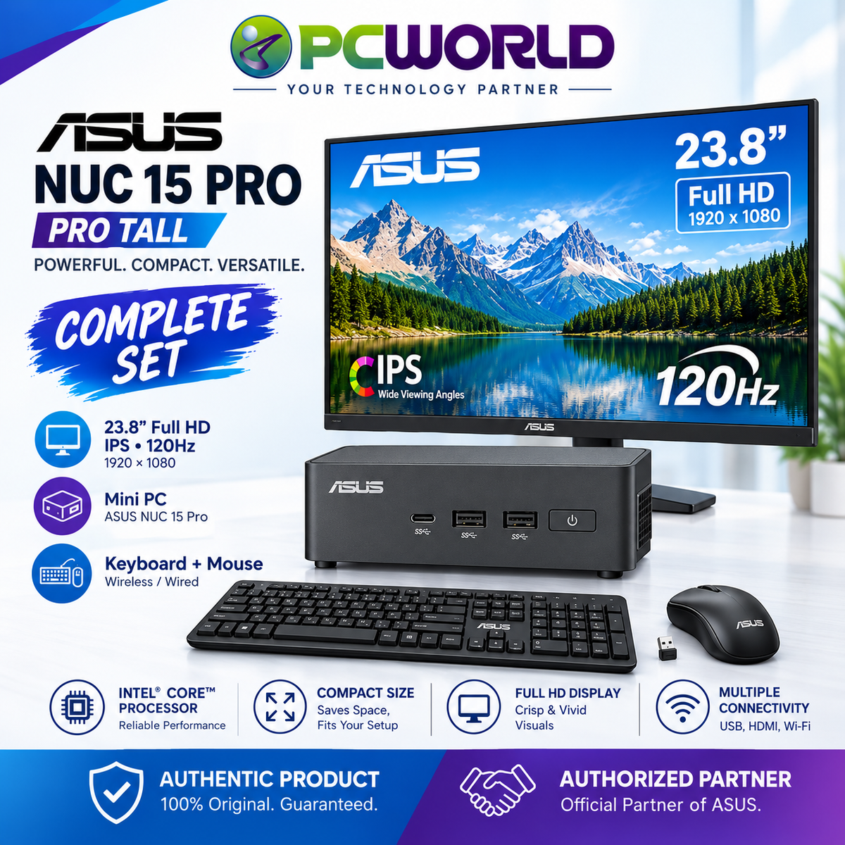 ASUS NUC 15 Pro Mini PC ProTall / ProSlim – Intel Core Ultra & Core Series, DDR5, Wi-Fi 7
