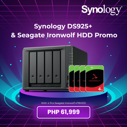 Synology DS925+ 4GB 4-Bay NAS + 4PCS Seagate Ironwolf 4TB HDD (BUNDLE PROMO)