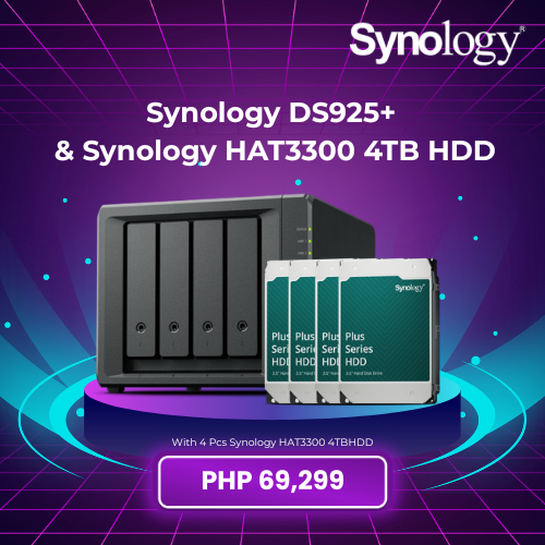 Synology DS925+ 4GB 4-Bay NAS + 4PCS Synology HAT3300-4TB HDD (BUNDLE PROMO)