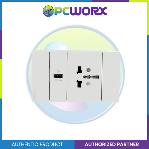 Schneider AvatarOn A 16A 250V USB Charger International Socket White A70426USB-IS-WE