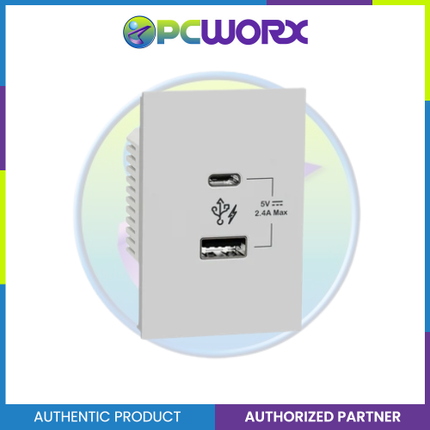 Schneider AvatarOn A 2 USB port 5 V AC-DC USB Charger outlet - GREY M3T-USB2-GY | USB Outlet