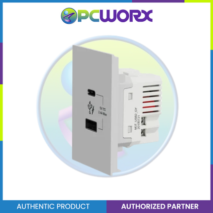 Schneider AvatarOn A 2 USB port 5 V AC-DC USB Charger outlet - GREY M3T-USB2-GY | USB Outlet