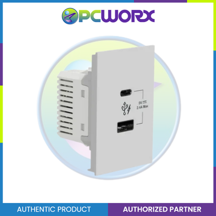 Schneider AvatarOn A 2 USB port 5 V AC-DC USB Charger outlet - GREY M3T-USB2-GY | USB Outlet