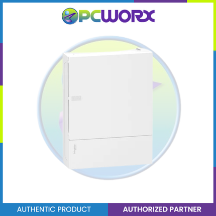 Schneider Enclosure Resi9 MP Surface 1 Row of 18 Modules IP40 White Door 1 Earth + 1 Neutral Terminal Blocks MIP12118