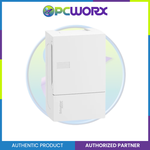 Schneider Enclosure Resi9 MP Surface 1 row of 4 Modules IP40 White Door 1 Earth + 1 Neutral Terminal Blocks MIP12104