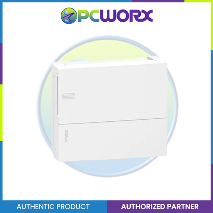 Schneider Enclosure Resi9 MP Surface Mounting 1 Row of 12 Modules IP40 White Door 1 Earth + 1 Neutral Terminal Blocks (MIP12112)