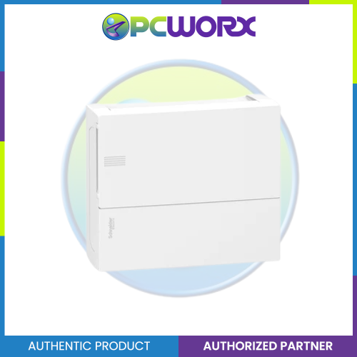 Schneider Enclosure Resi9 MP Surface Mounting 1 Row of 12 Modules IP40 White Door 1 Earth + 1 Neutral Terminal Blocks (MIP12112)