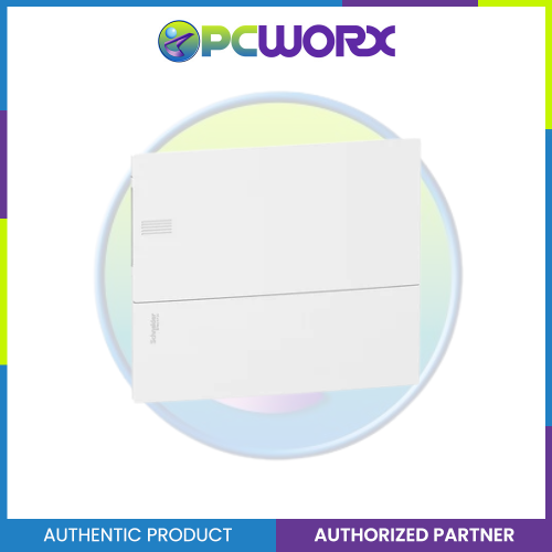 Schneider Enclosure, Resi9 MP Flush Mounting 1 Row of 8 Modules IP40 White Door 1 Earth + 1 Neutral Terminal Blocks MIP22108