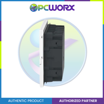 Schneider Enclosure, Resi9 MP Flush Mounting 1 Row of 8 Modules IP40 White Door 1 Earth + 1 Neutral Terminal Blocks MIP22108