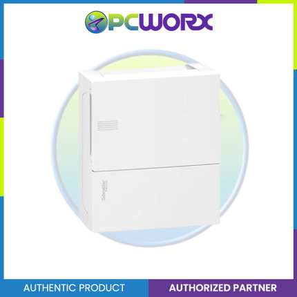 Schneider Enclosure, Resi9 MP Surface 1 Row of 8 Modules IP40 White Door 1 Earth + 1 Neutral Terminal Blocks MIP12108