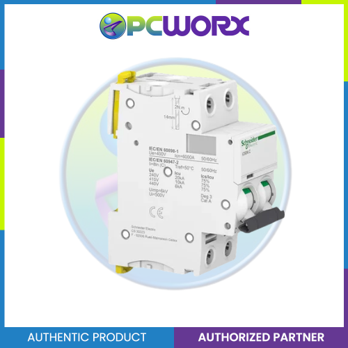 Schneider Acti9 IEC 2P 40A C DIN-Rail Type Miniature Circuit Breaker 230/400V 10kAIC (A9F74240)