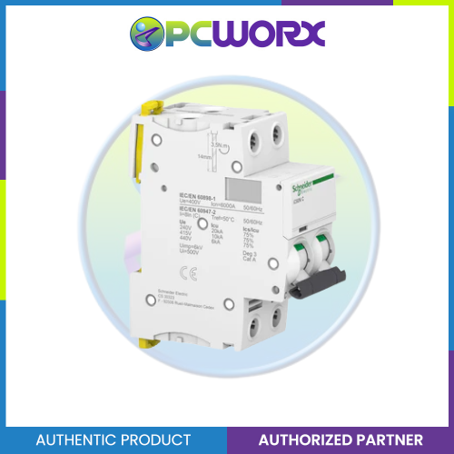Schneider Acti9 IEC, 50A 2-Pole DIN-Rail Type Circuit Breaker 230/400V 10 KAIC (A9F74250)