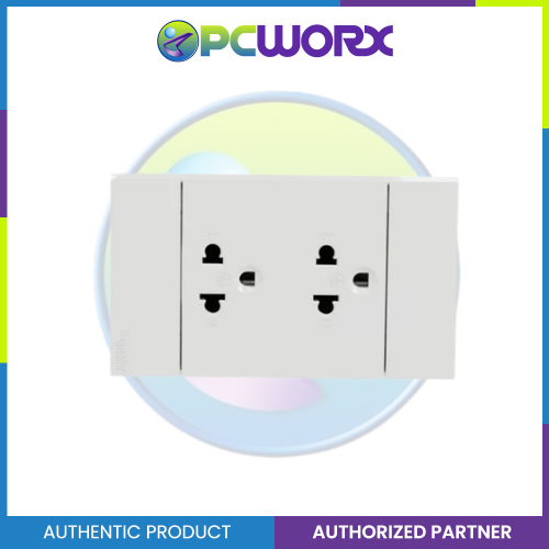 Schneider AvatarOn A 16A 250V 2G 3Pin Universal Socket Outlet White A70426UST-WE