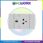 Schneider AvatarOn A 16A 250V 3 Pin USB Charger Universal Socket Grey A70426USB-UST-GY