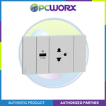 Schneider AvatarOn A 16A 250V 3 Pin USB Charger Universal Socket Grey A70426USB-UST-GY