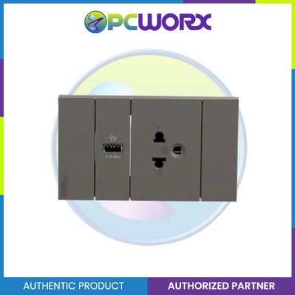 Schneider AvatarOn A 16A 250V 3Pin Universal Socket with USB Charger Black A70426USB-UST-BK