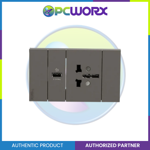 Schneider AvatarOn A 16A 250V International socket with USB charger Black A70426USB-IS-BK