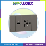 Schneider AvatarOn A 16A 250V International socket with USB charger Black A70426USB-IS-BK