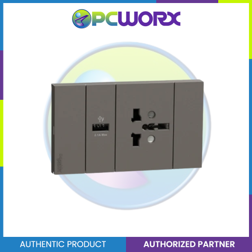 Schneider AvatarOn A 16A 250V International socket with USB charger Black A70426USB-IS-BK