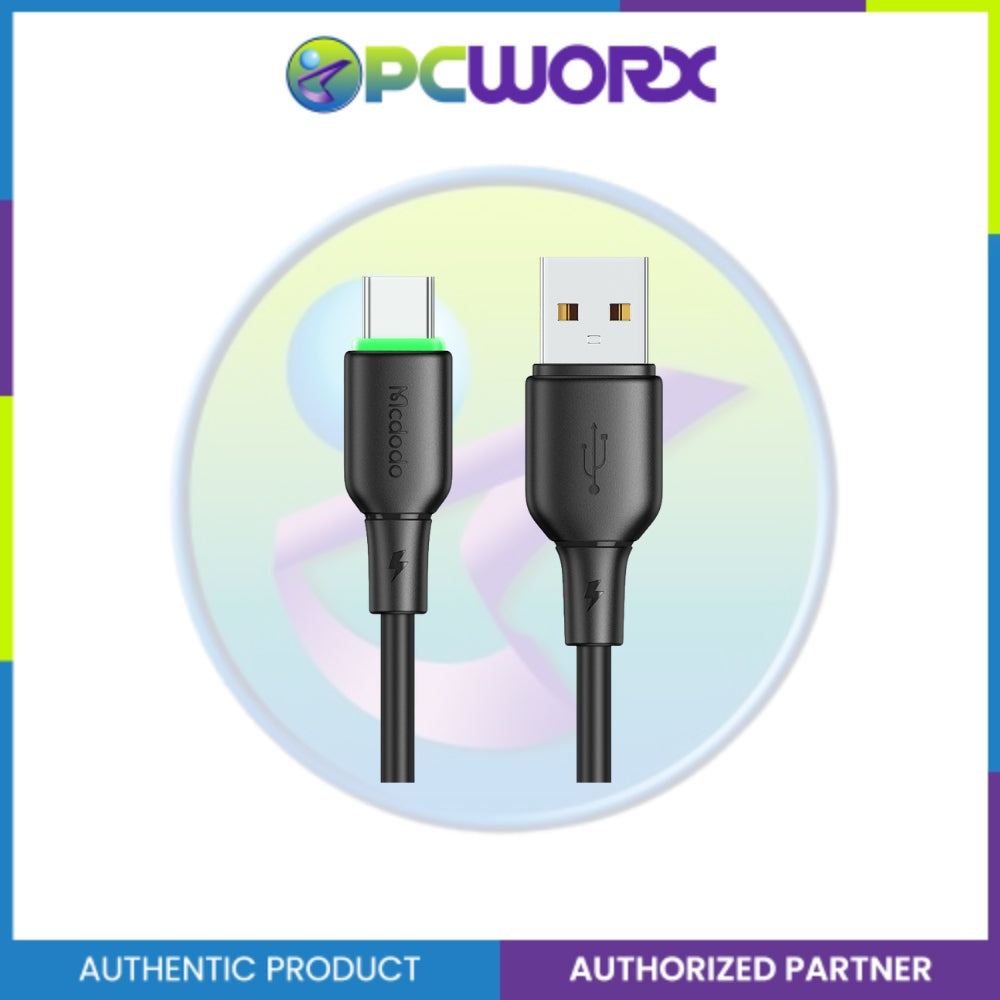 Mcdodo CA-4751 Type-C 6A Data Cable with LED Light 1.2m Black