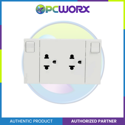 Schneider AvatarOn A Switched Socket Universal 16 A, 250 V, 2G, 3 pin M3T-SIS-WE | Switch Outlet