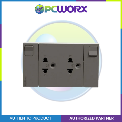 Schneider AvatarOn A Switched Socket Universal 16 A, 250 V, 2G, 3 pin, Black M3T-SIS-BK | Switch Outlet