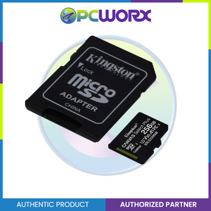 Kingston SDCS2/256GB 256GB micro SDXC Canvas Select Plus 100R A1 C10 Card + ADP
