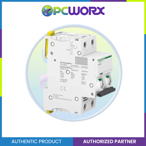 Schneider Acti9 IEC 2P 25A C DIN-Rail Type Miniature Circuit Breaker 440V 10kAIC (A9F74225)
