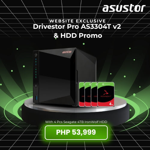 Asustor Drivestor Pro AS3304T v2 2GB 4-Bay NAS + Seagate ST4000VN006 4TB IronWolf 5400RPM 256MB Hard Disk Drive
