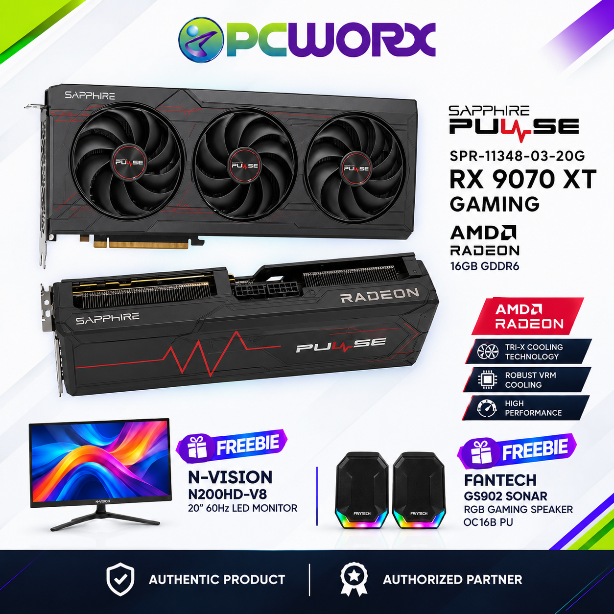 Sapphire PULSE Radeon RX 9070 XT 16GB GDDR6 Gaming Graphics Card | SPR-11348-03-20G