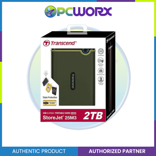 Transcend StoreJet TS2TSJ25M3G 2TB Portable Hard Drive (Military Green)