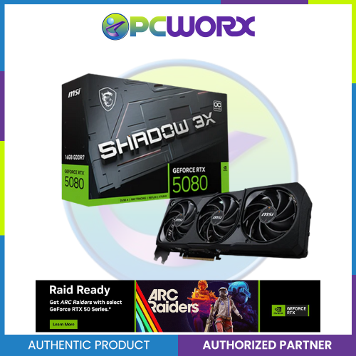 MSI NVIDIA® GeForce RTX™ 5080 SHADOW 3X OC 16GB GDDR7 256-bit GPU