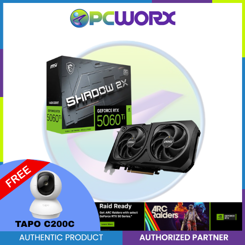 MSI  NVIDIA® GeForce RTX™5060TI Shadow 2X OC Plus 16GB GDDR7 128-bit GPU