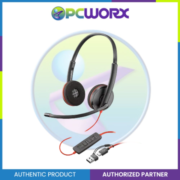 Poly Blackwire 3220 Stereo USB-C Headset + USB-CA Adapter (8X228AA)
