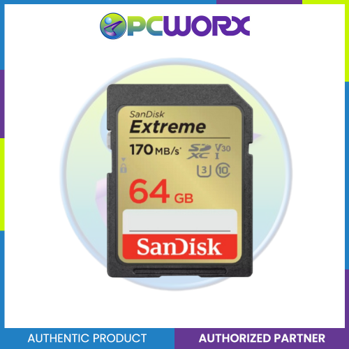 Sandisk SDSDXV2-064G-GNCIN 64GB Extreme SDXC V30 U3 C10 UHS-I 170MB/S R 80MB 4x6 SD CARD