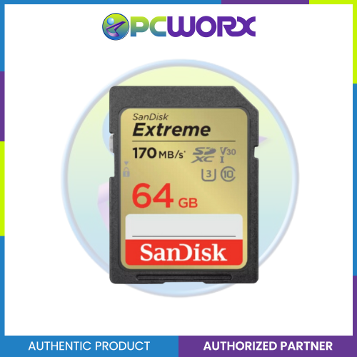 Sandisk SDSDXV2-064G-GNCIN 64GB Extreme SDXC V30 U3 C10 UHS-I 170MB/S R 80MB 4x6