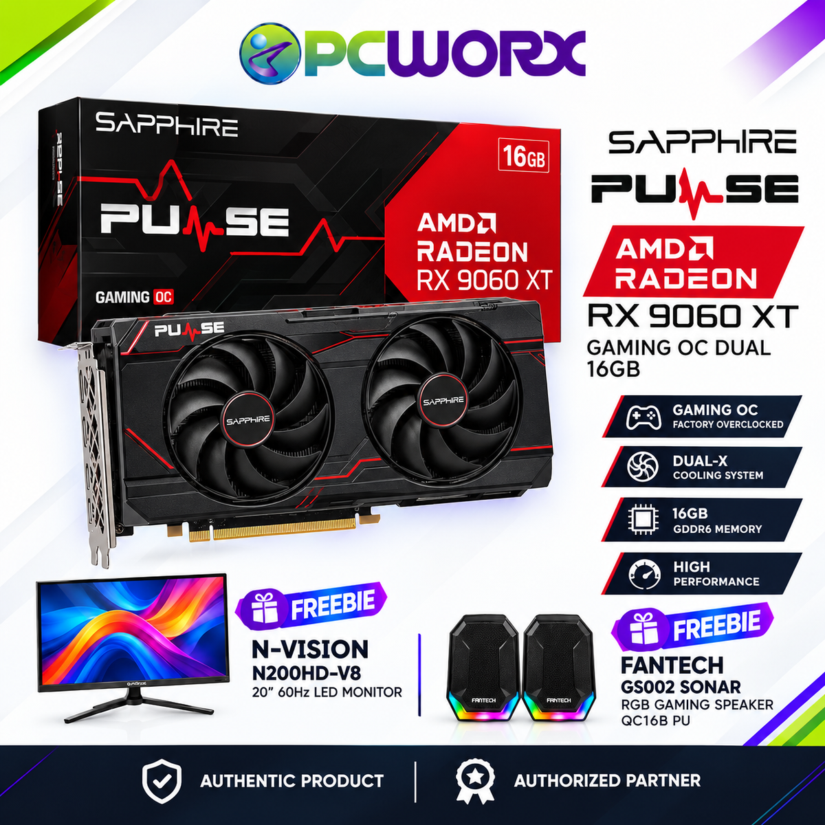 SAPPHIRE PULSE AMD Radeon™ RX 9060 XT OC 16GB GDDR6 Graphics Card