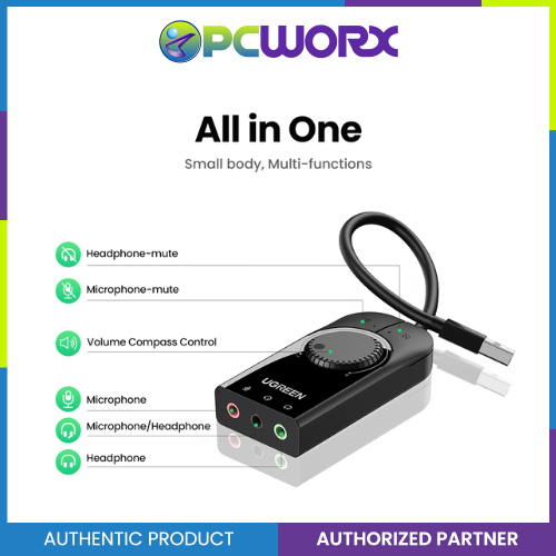 Ugreen CM129/40964 USB-A External Stereo Sound Adapter 15CM Black